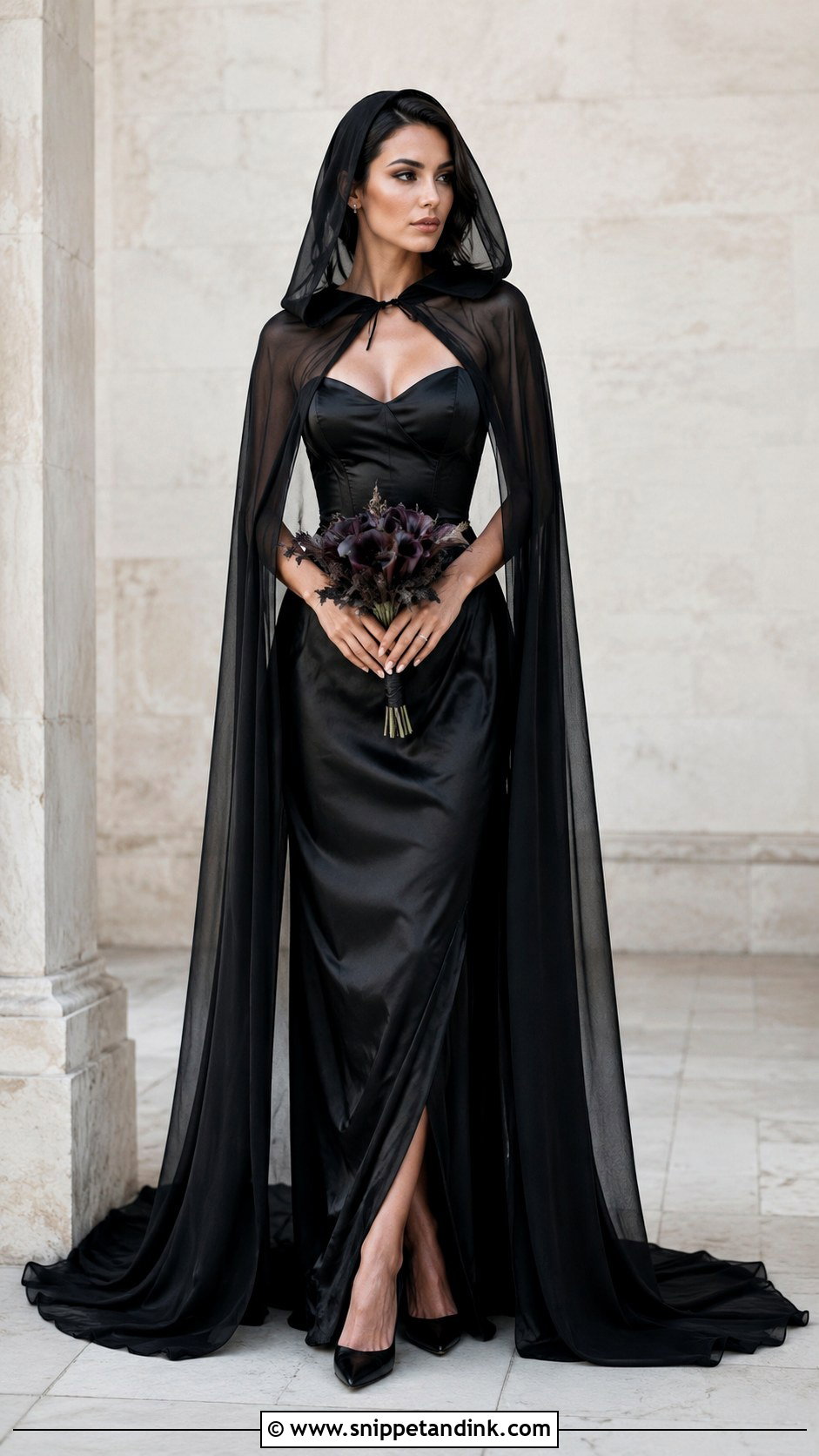 Black Gothic Wedding Dress With Hood - Snippet and Ink - 30 Gothic Black Wedding Dresses