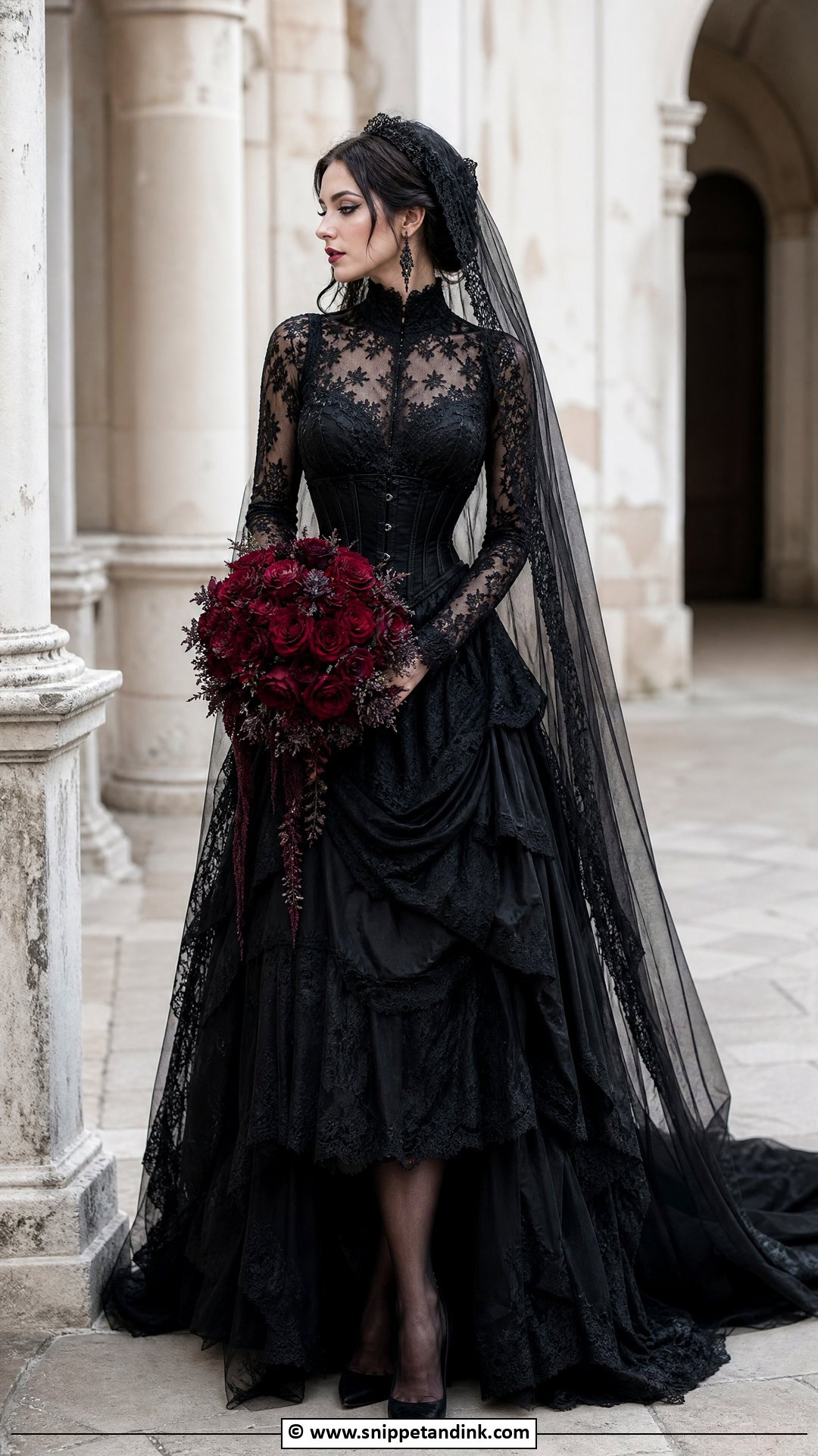 Black Gothic Wedding Dress - Snippet and Ink - 35 Black Wedding Dresses