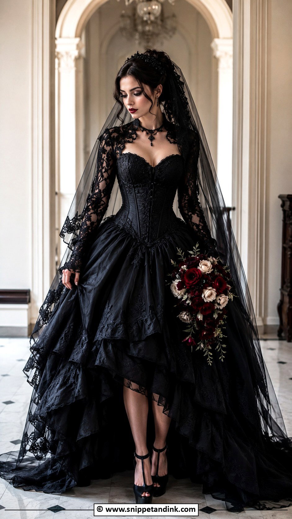 Black Gothic Wedding Gown - Snippet and Ink - 30 Black Wedding Gowns