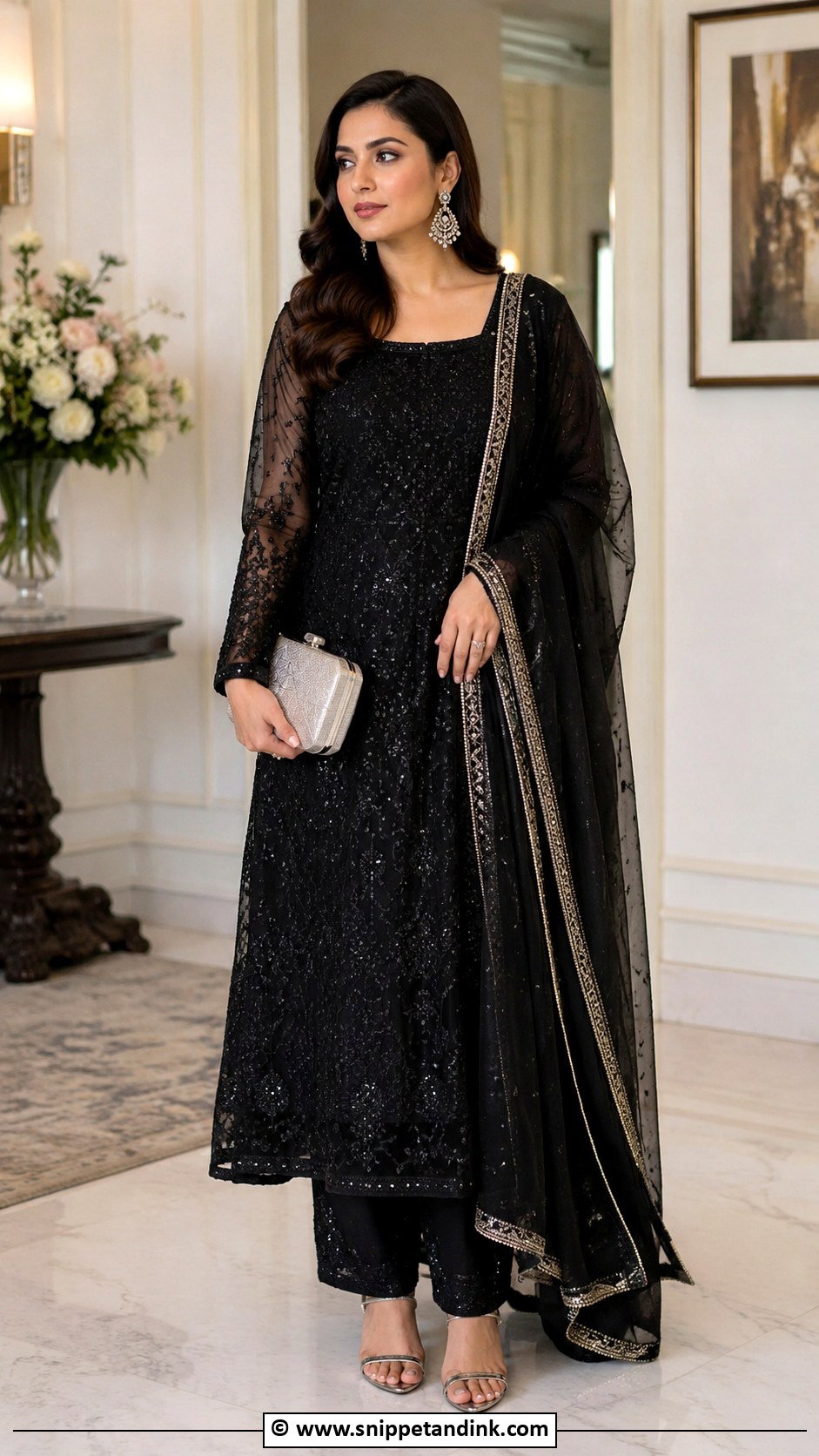 Black Gown With Dupatta - Snippet and Ink - 30 Gown with Dupatta Ideas