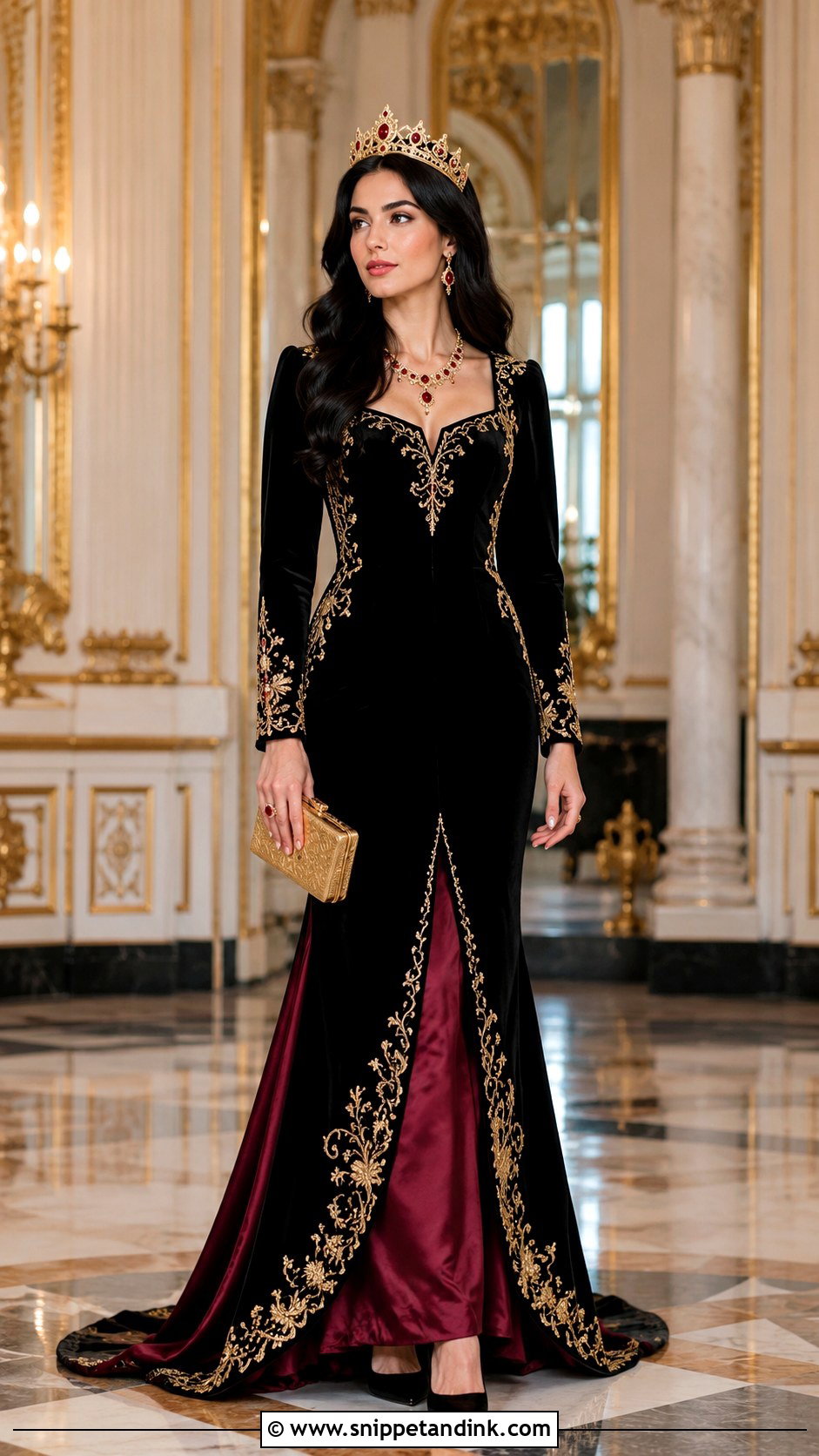 Black Hair Princess in a Black Velvet Gown - Snippet and Ink - 20 A Royal Princess with Black Hair Ideas