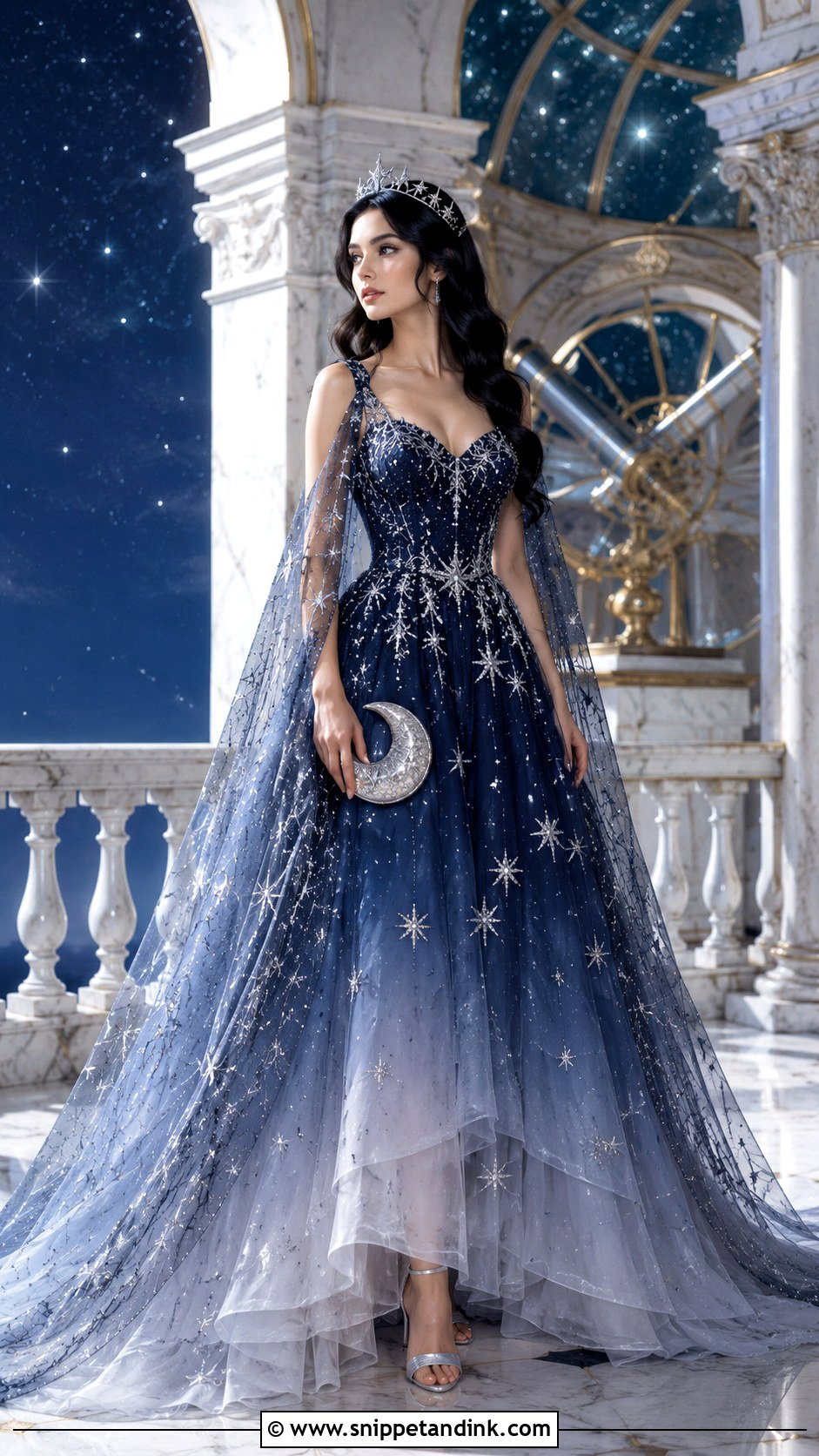 Black Hair Princess in a Celestial Star Gown - Snippet and Ink - 20 A Royal Princess with Black Hair Ideas