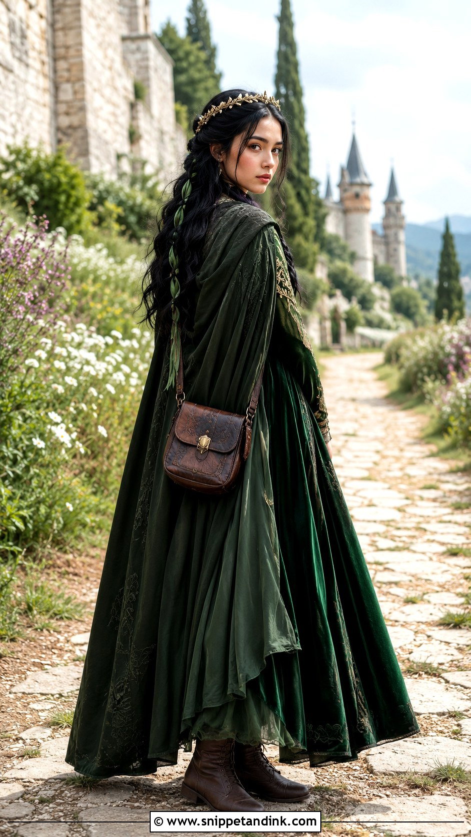 Black Hair Princess in a Green Woodland Dress - Snippet and Ink - 20 A Royal Princess with Black Hair Ideas