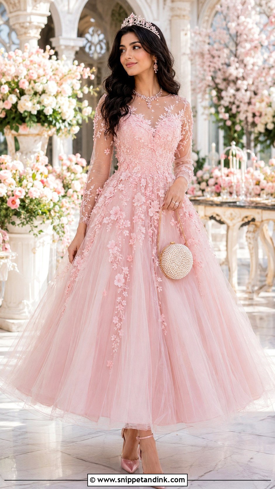 Black Hair Princess in a Pink Tulle Dress - Snippet and Ink - 20 A Royal Princess with Black Hair Ideas