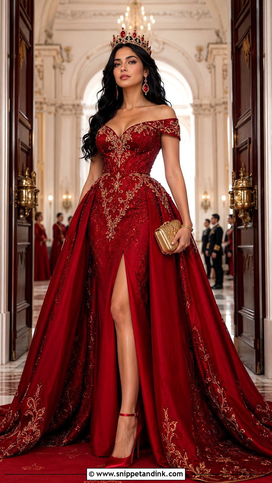 Black Hair Princess in a Red Royal Gown - Snippet and Ink - 20 A Royal Princess with Black Hair Ideas