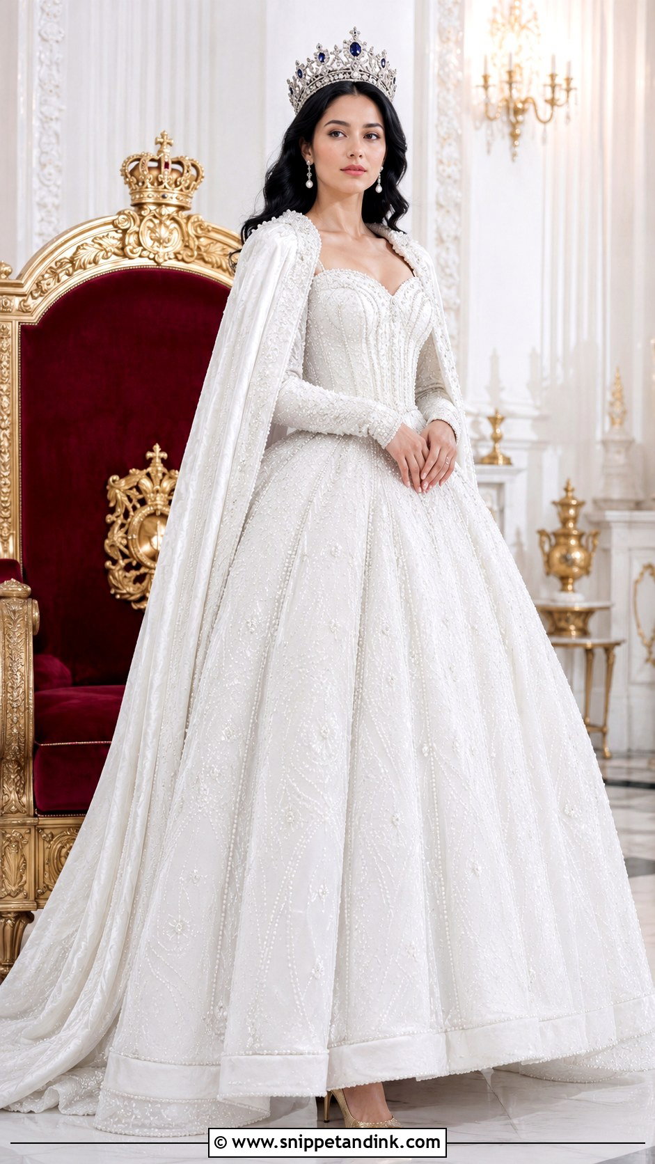Black Hair Princess in a White Coronation Gown - Snippet and Ink - 20 A Royal Princess with Black Hair Ideas