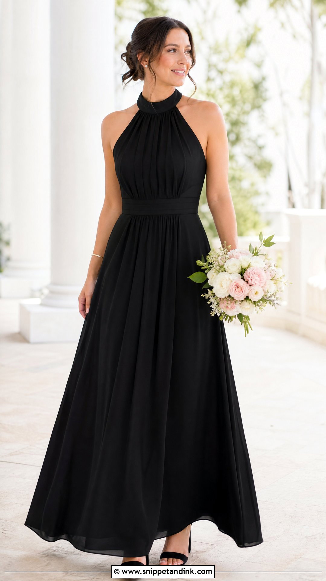 Black Halter Neck Bridesmaid Dress - Snippet and Ink - 20 Black Bridal Party Dress Ideas