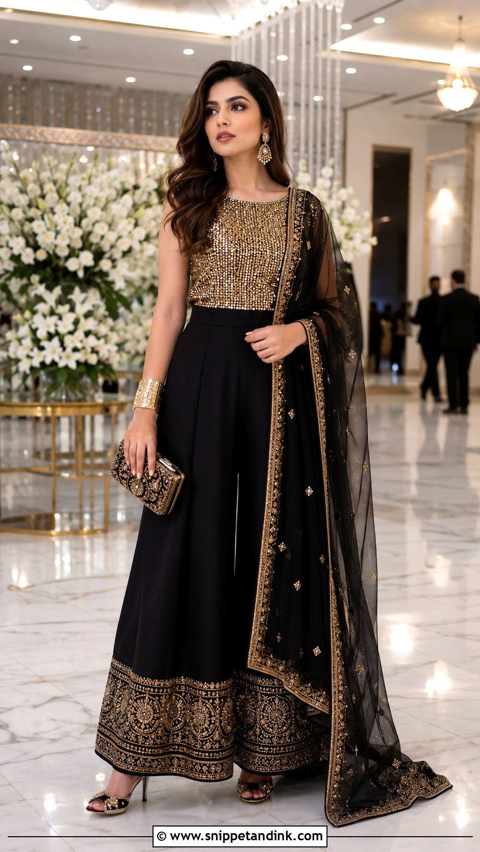Black Heavy Plazo Suit for Wedding Reception - Snippet and Ink - 20 Heavy Plazo Suits for Wedding