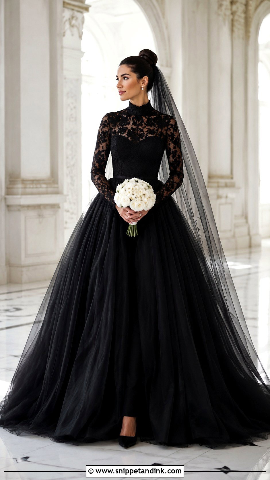 Black High Neck Ball Gown Wedding Dress - Snippet and Ink - 20 Black Ball Gown Wedding Dress Ideas