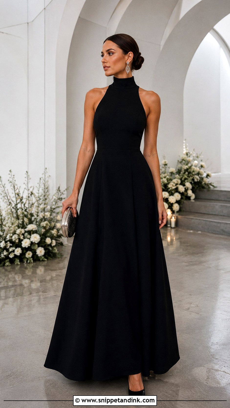 Black High Neck Bridal Party Dress - Snippet and Ink - 20 Bridal Party Black Dresses