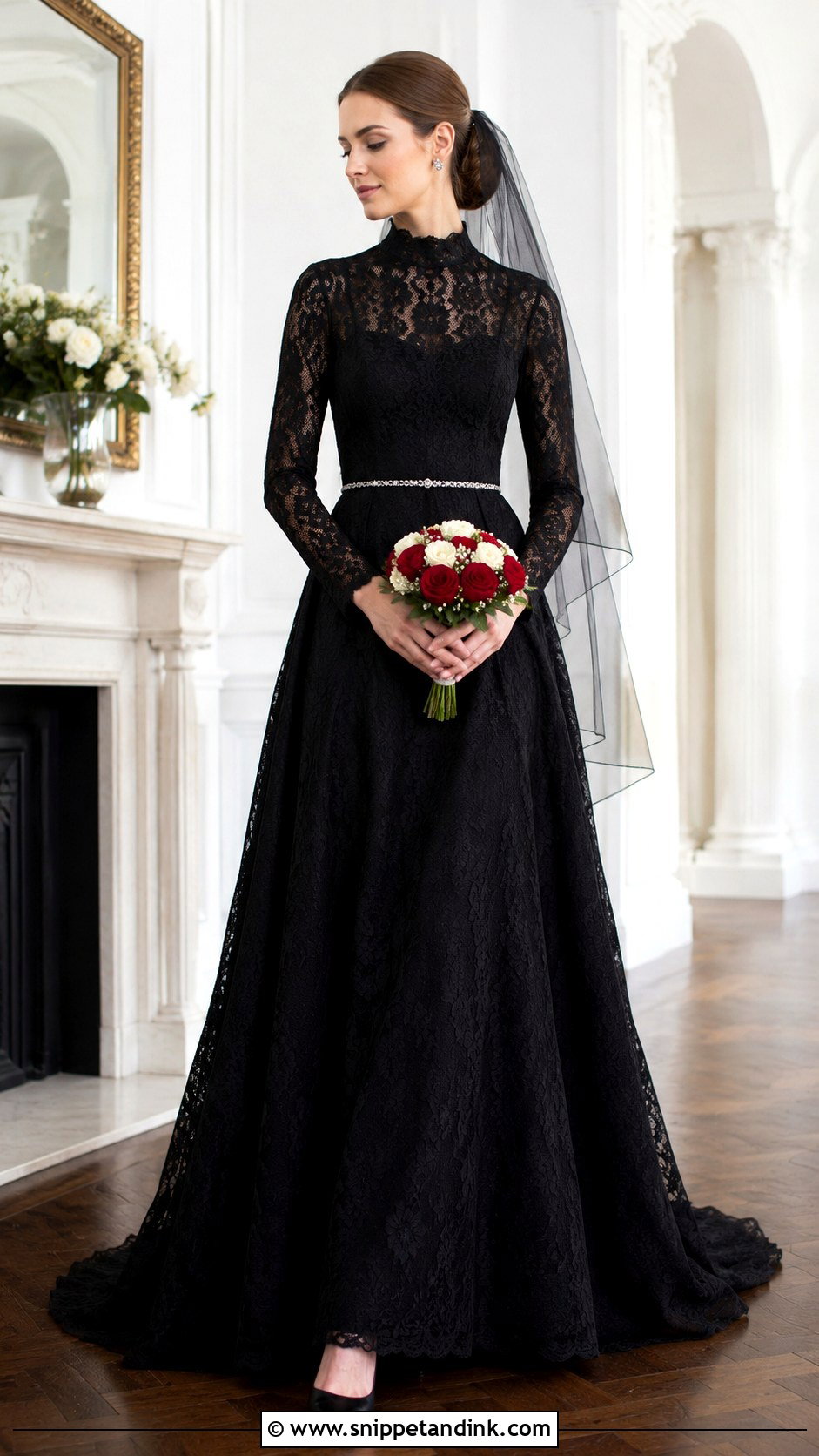 Black High Neck Mavis Wedding Dress - Snippet and Ink - 20 Mavis Wedding Dress Ideas