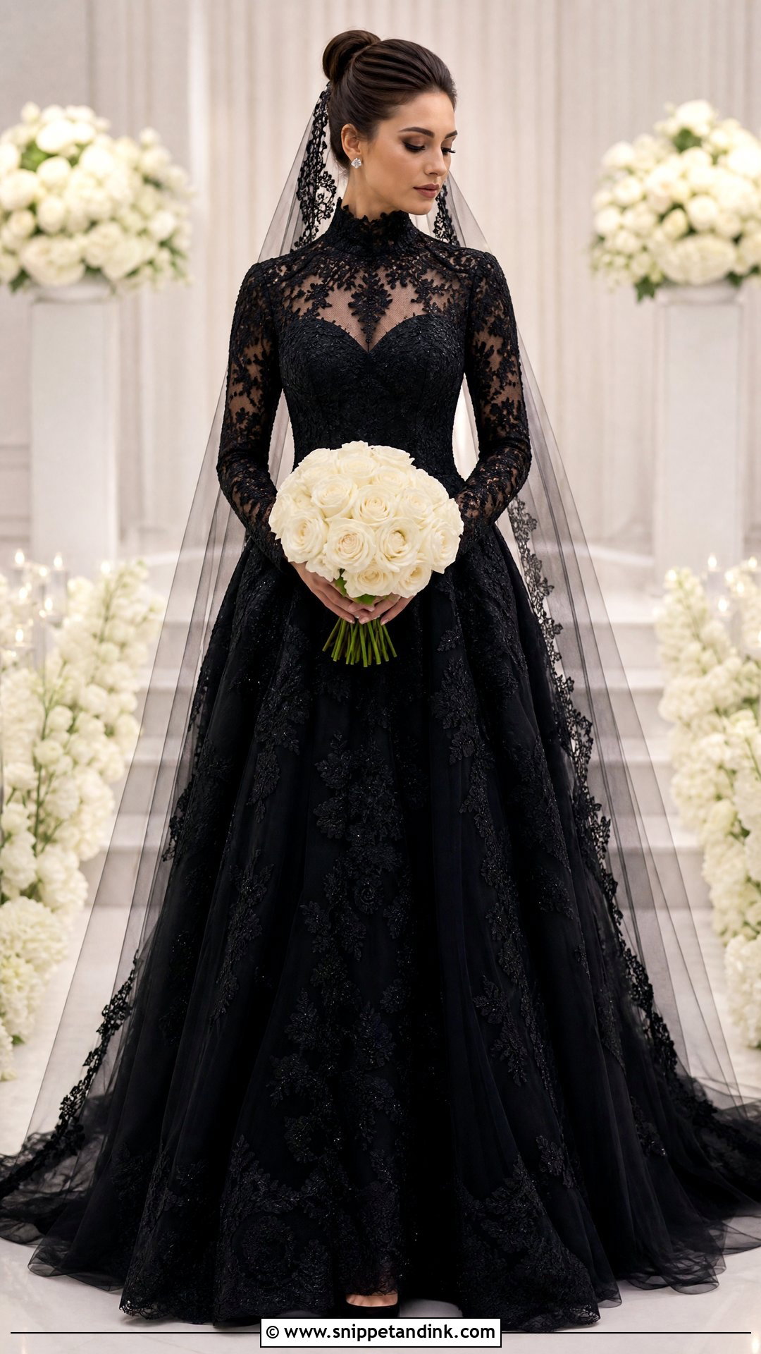 Black High Neck Princess Wedding Dress - Snippet and Ink - 20 Princess Wedding Dresses Black
