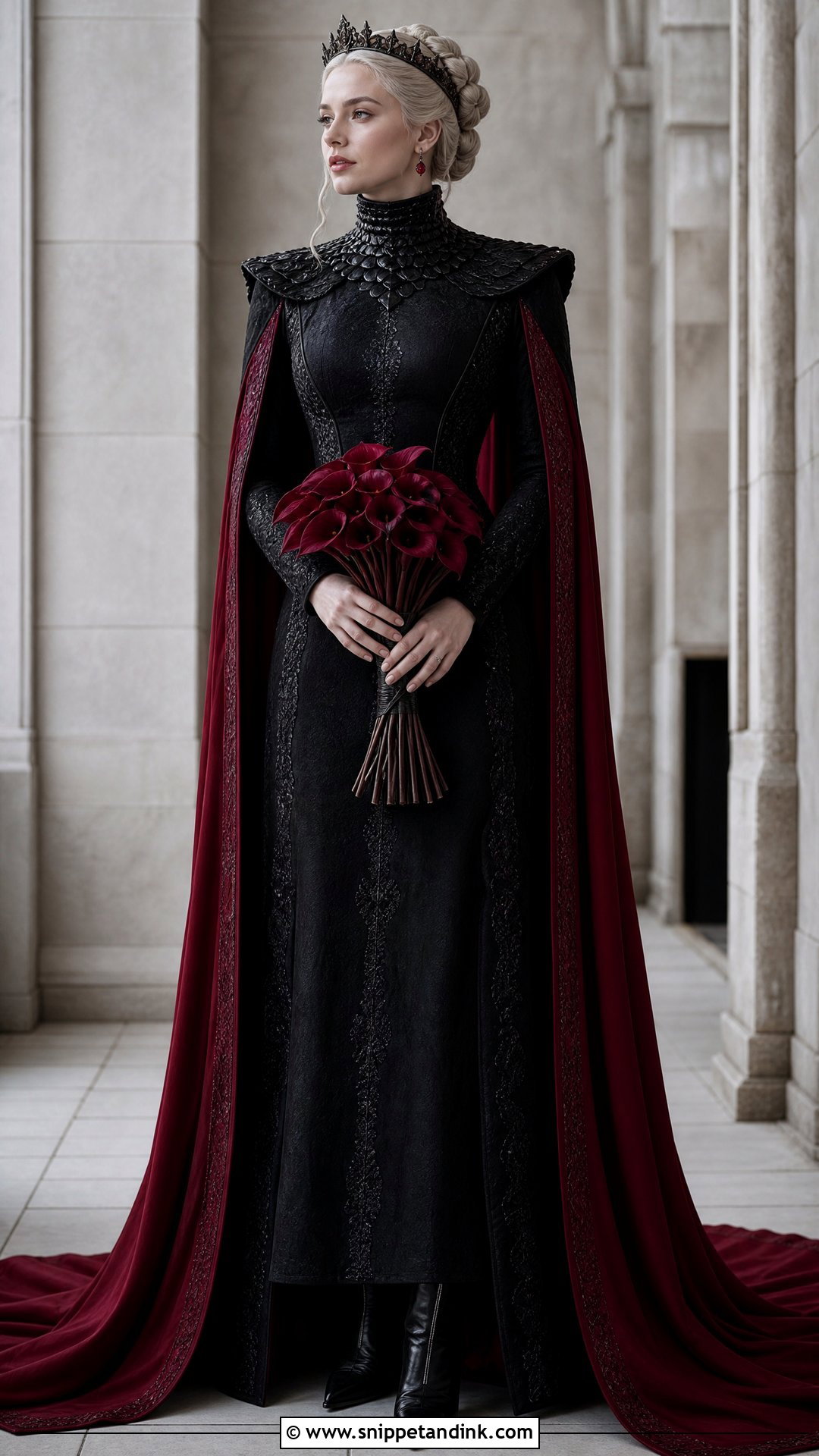Black High Neck Targaryen Wedding Dress - Snippet and Ink - 20 Targaryen Wedding Dress Ideas