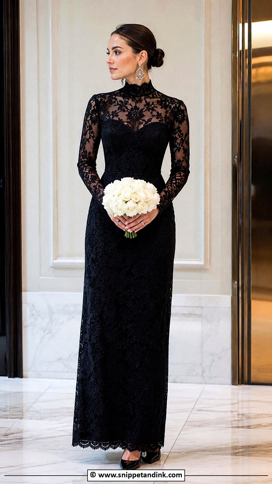 Black High Neck Wedding Dress - Snippet and Ink - 30 Black Wedding Gowns