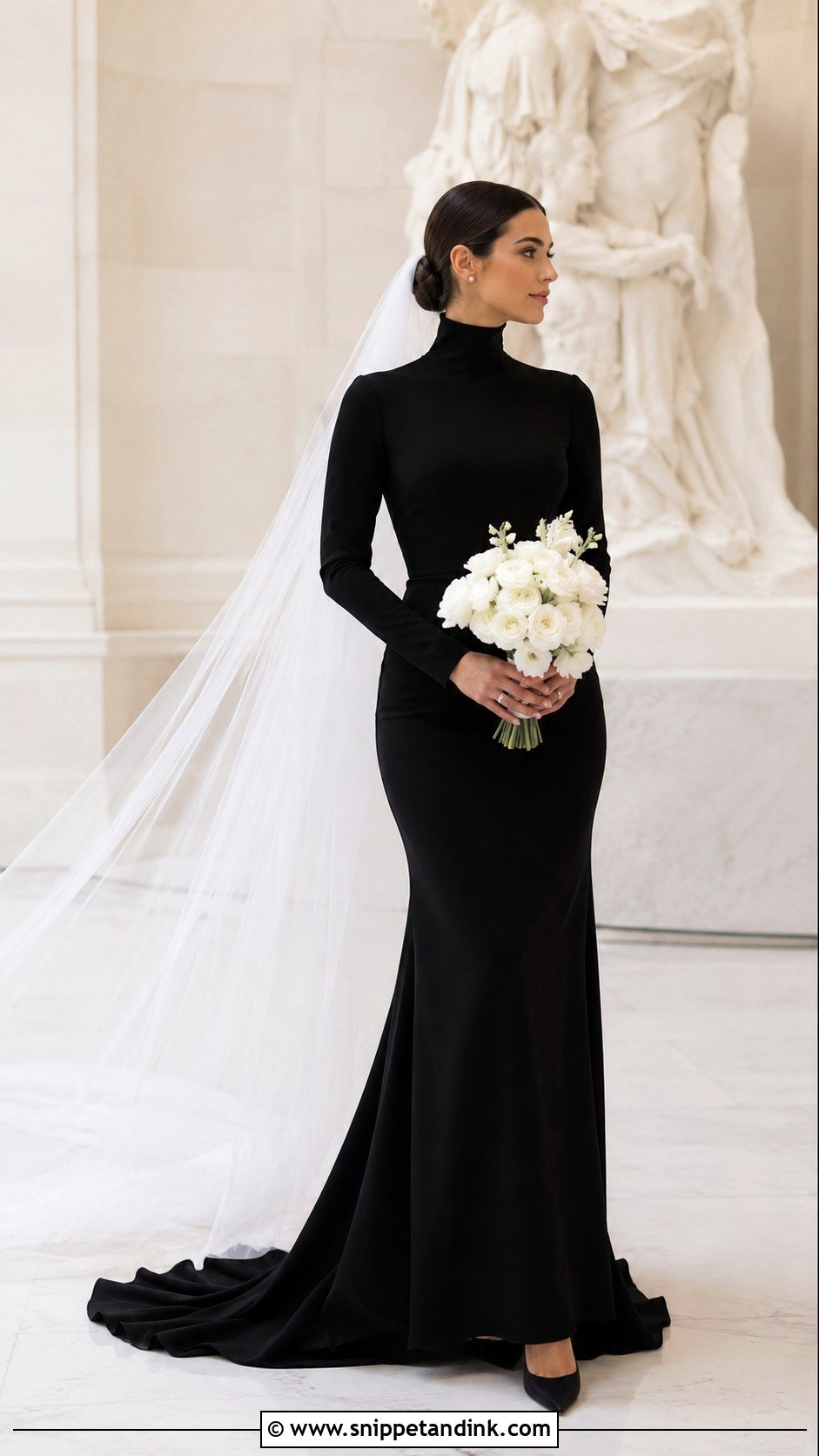 Black High Neck Wedding Dress - Snippet and Ink - 30 Black Wedding Dress Ideas