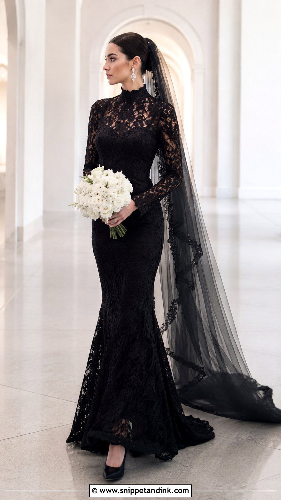 Black High Neck Wedding Dress - Snippet and Ink - 25 Black Wedding Dress Aesthetic Ideas