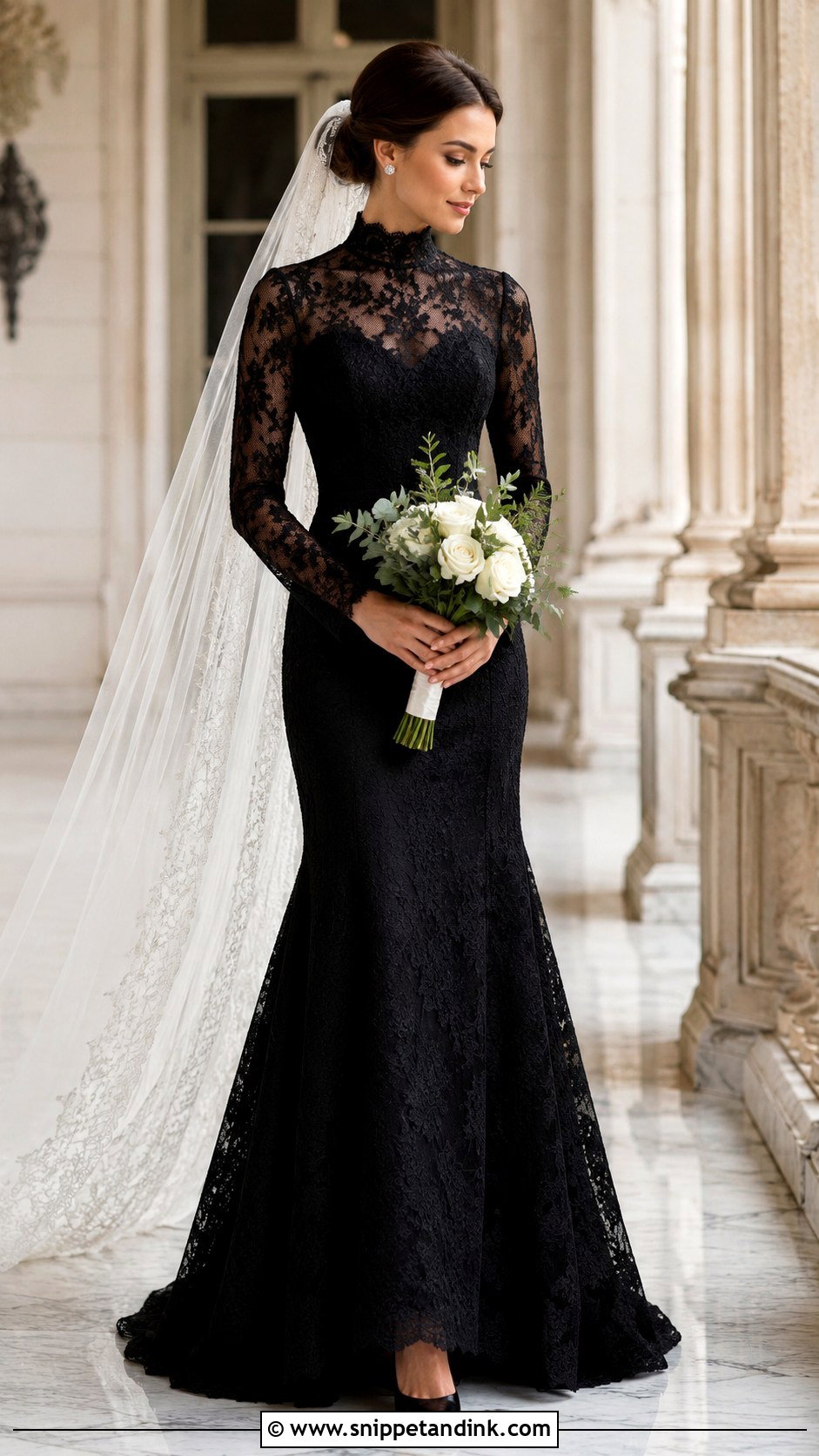 Black High Neck Wedding Dress - Snippet and Ink - 20 All Black Wedding Dress Ideas