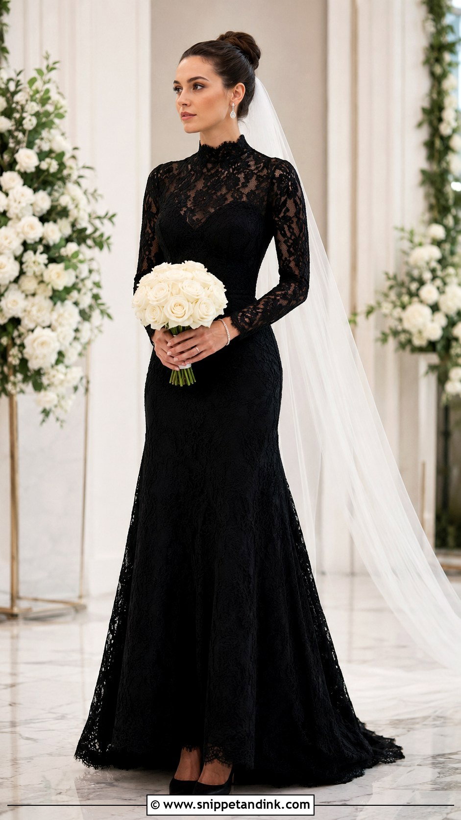 Black High Neck Wedding Dress - Snippet and Ink - 20 Black Wedding Dress Wedding Ideas