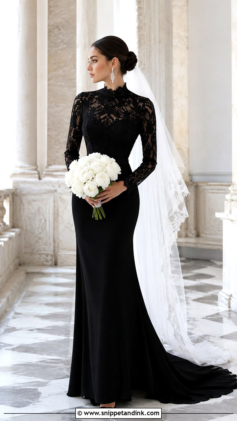 Black High Neck Wedding Dress - Snippet and Ink - 30 Elegant Black Wedding Dress Ideas