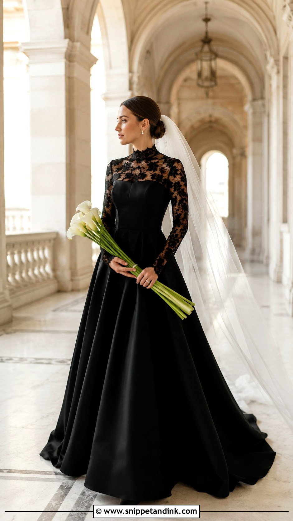 Black High Neck Wedding Dress Bride - Snippet and Ink - 20 Bride in Black Ideas