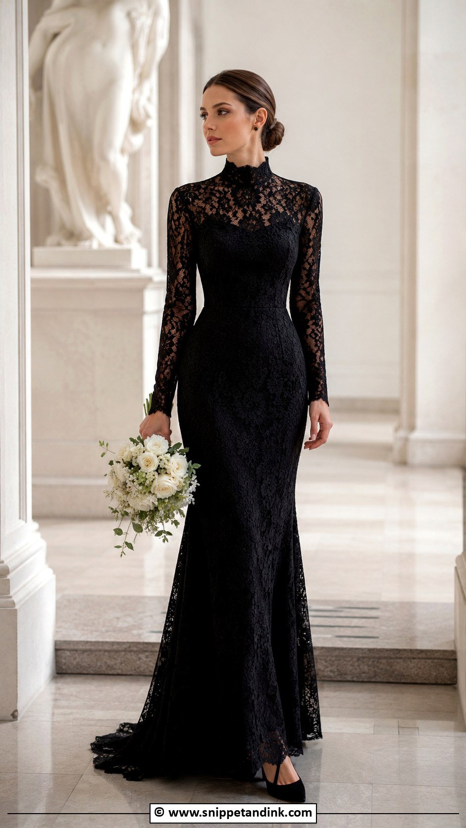 Black High Neck Wedding Dress - Snippet and Ink - 25 Dark Wedding Dress Ideas
