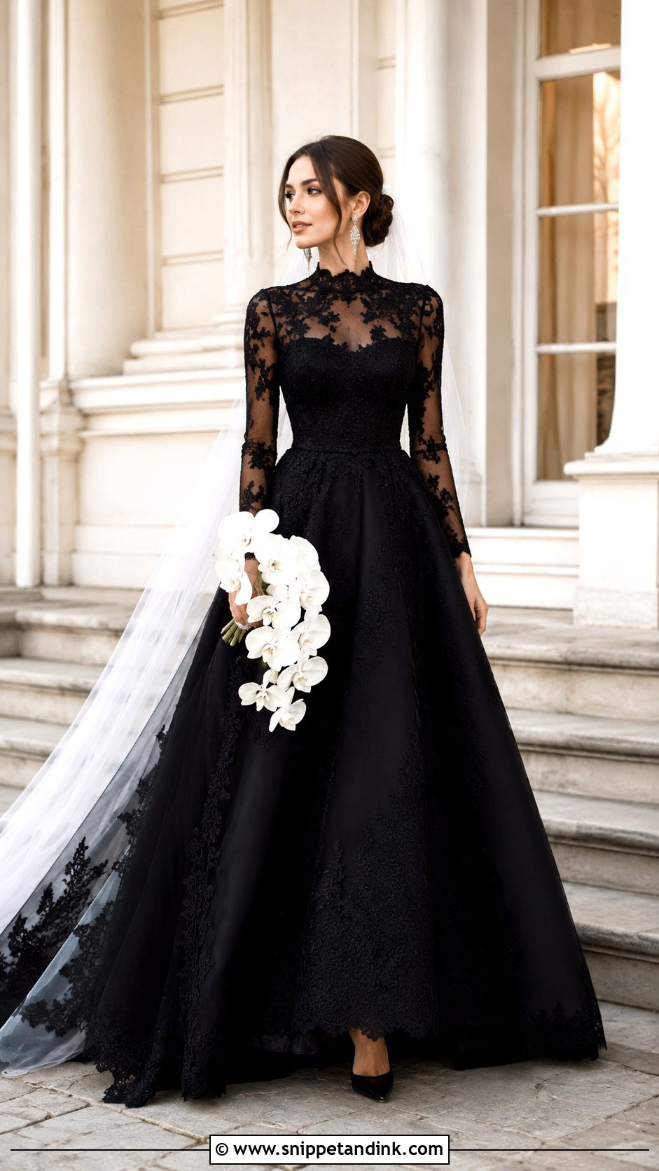 Black High Neck Wedding Gown - Snippet and Ink - 20 Black Wedding Gowns the Bride