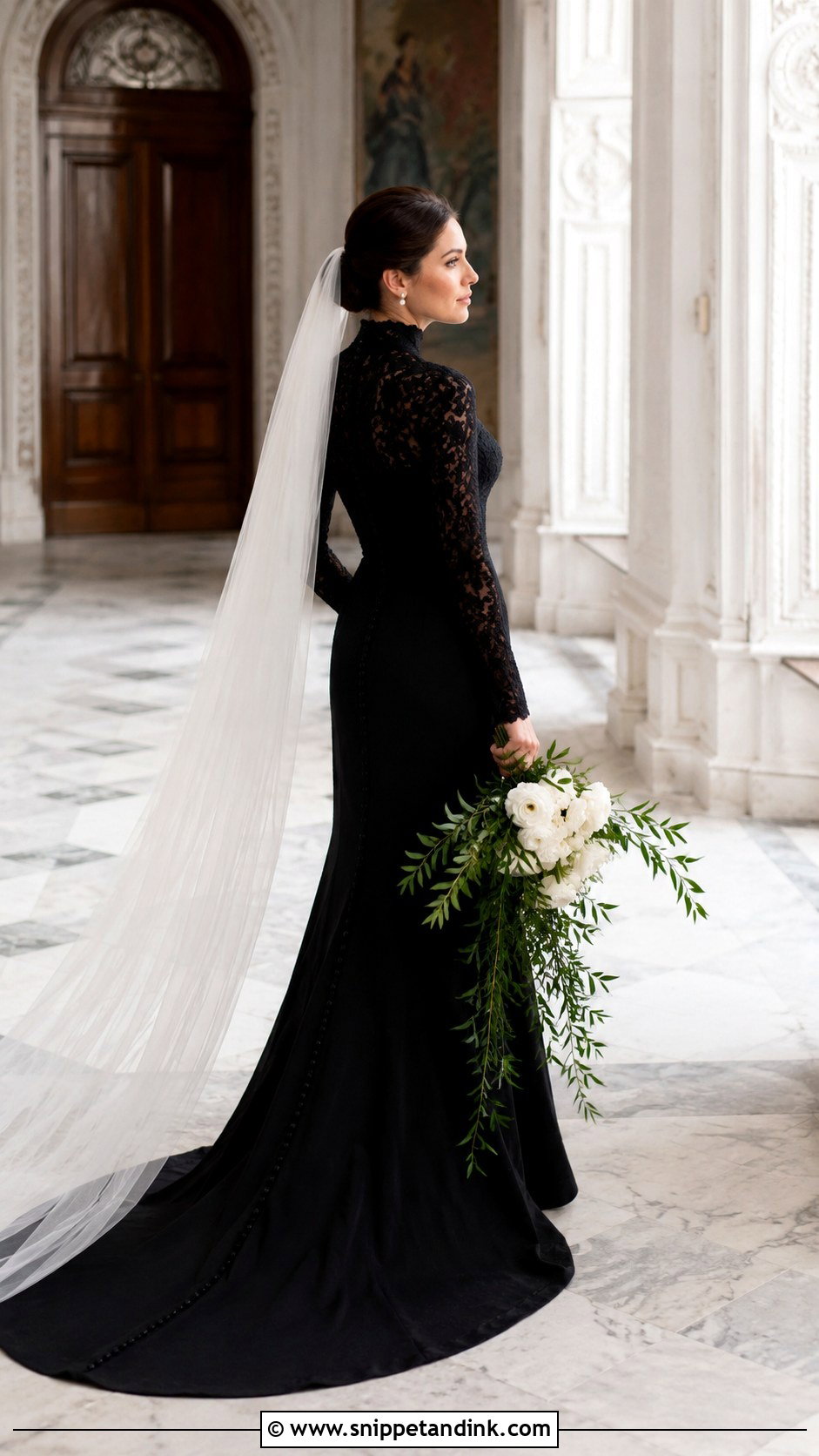 Black High Neck Wedding Gown - Snippet and Ink - 20 Black Wedding Gown Ideas