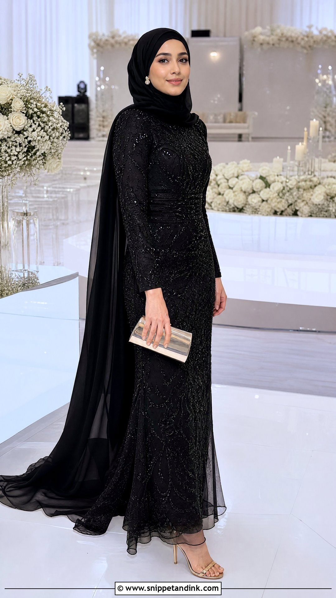 Black Hijab Wedding Outfit - Snippet and Ink - 25 Hijab Ideas for Wedding