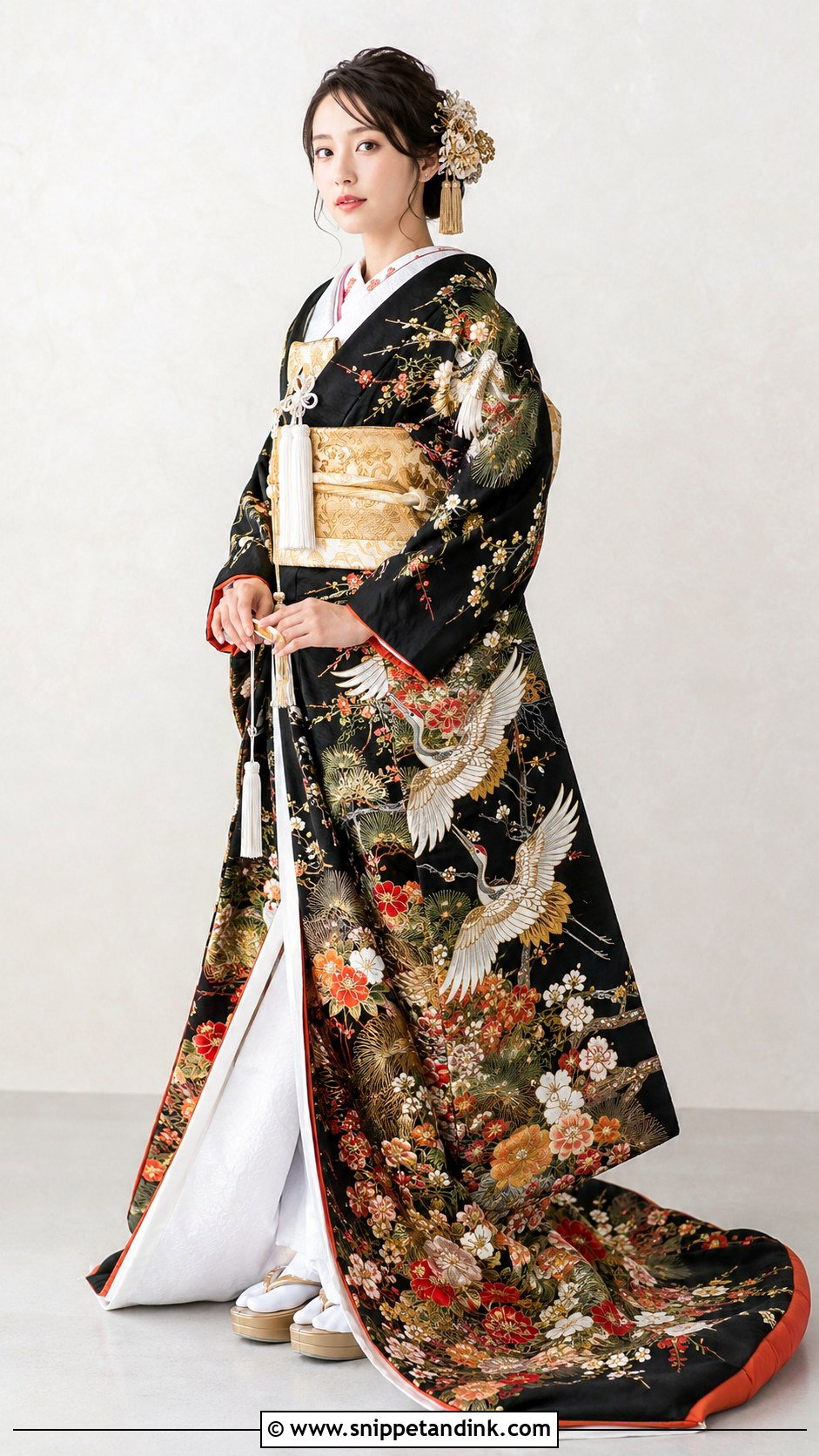 Black Hikifurisode Wedding Kimono - Snippet and Ink - 25 Traditional Japanese Wedding Dress Ideas