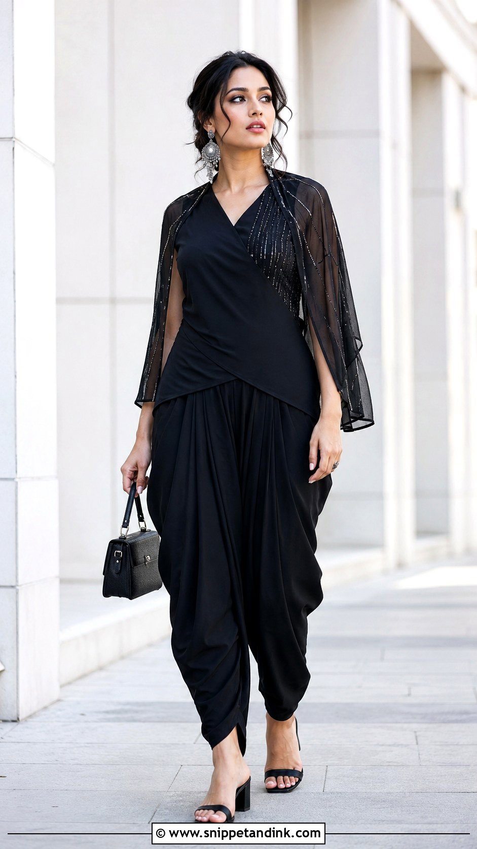 Black Indo Western Dhoti Dress - Snippet and Ink - 20 Aesthetic Indian Dress Ideas