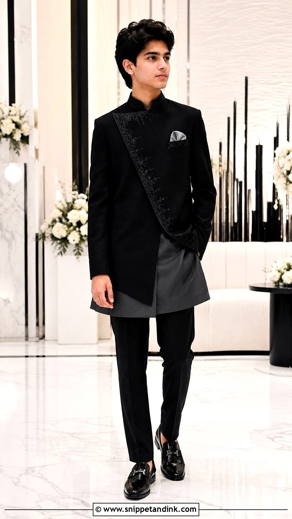 Black Indo Western Jacket With Trousers - Snippet and Ink - 20 Boys Sangeet Outfit Ideas