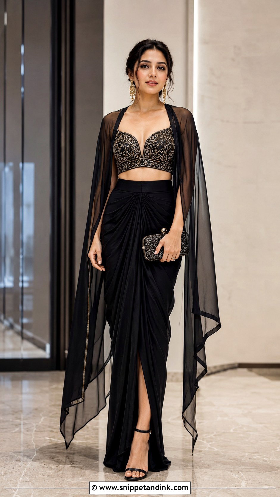 Black Indo Western Outfit For Cocktail - Snippet and Ink - 25 Indian Best Friend Wedding Outfit Ideas