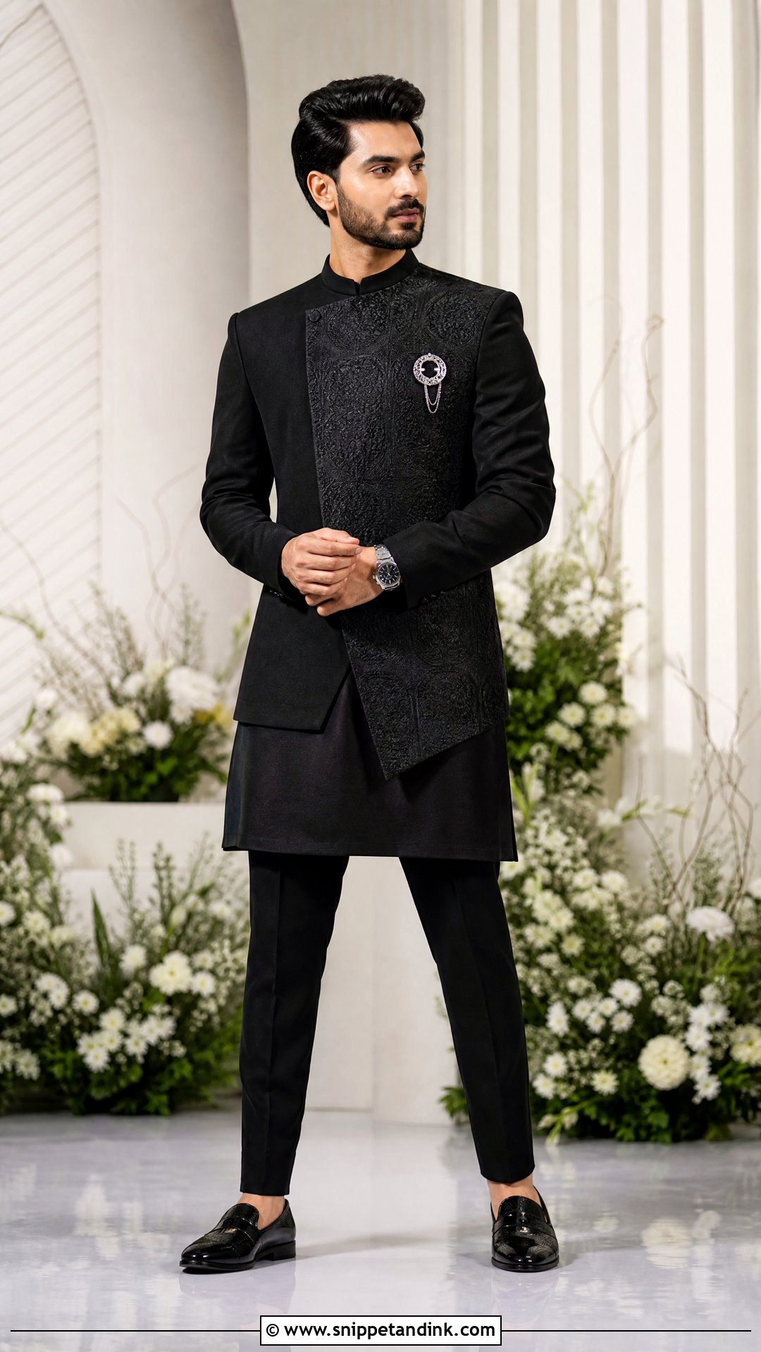 Black Indo Western Outfit for Brides Brother - Snippet and Ink - 20 Outfit for Brides Brother Ideas