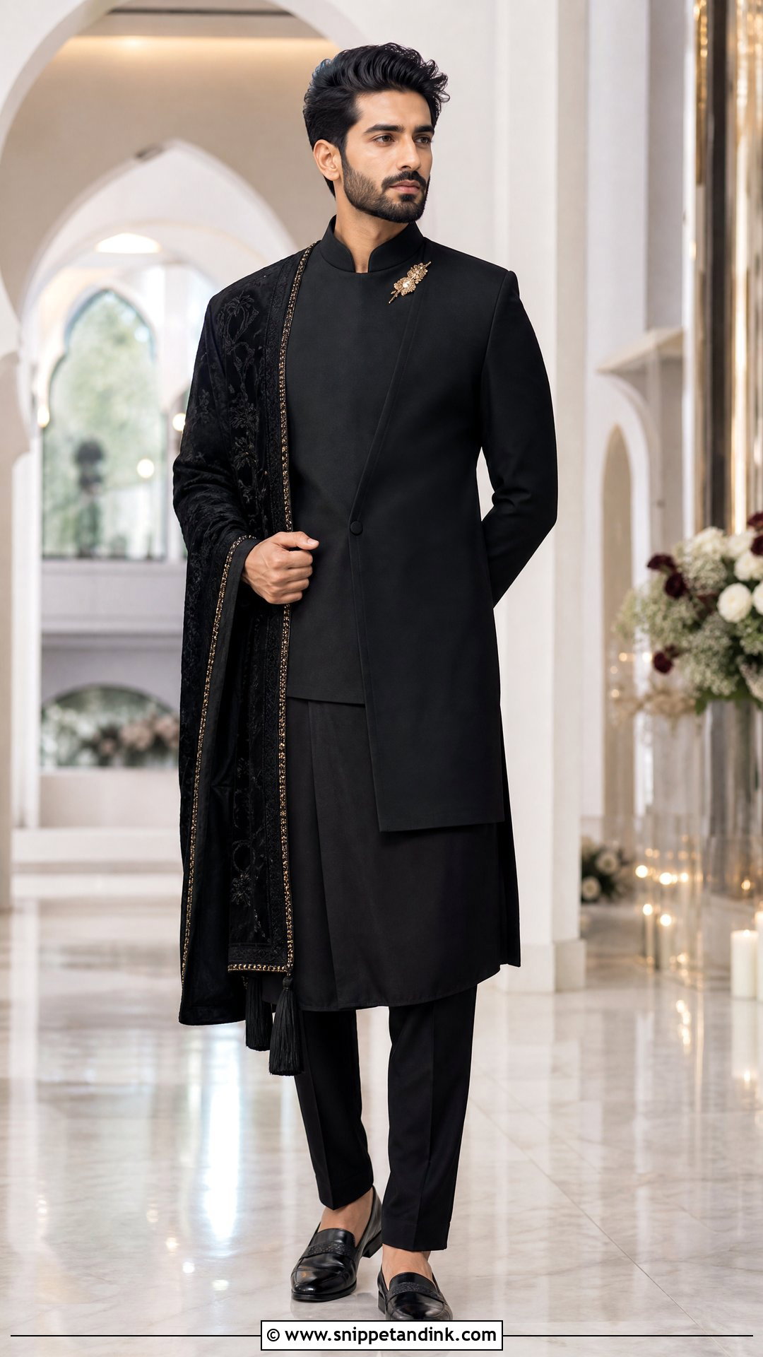 Black Indo Western Sherwani - Snippet and Ink - 20 Sherwani for Wedding Ideas