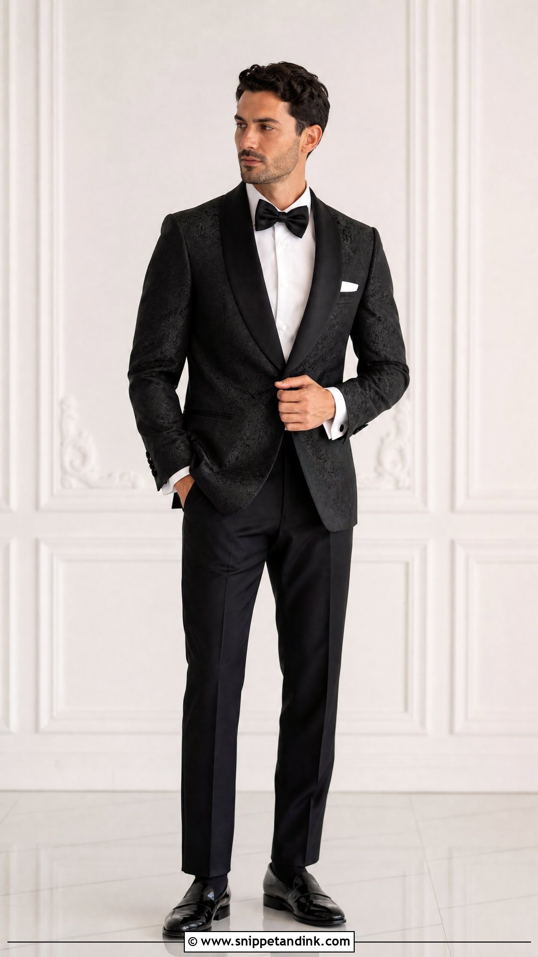 Black Jacquard Tuxedo - Snippet and Ink - 20 Tuxedo Wedding Suit Ideas
