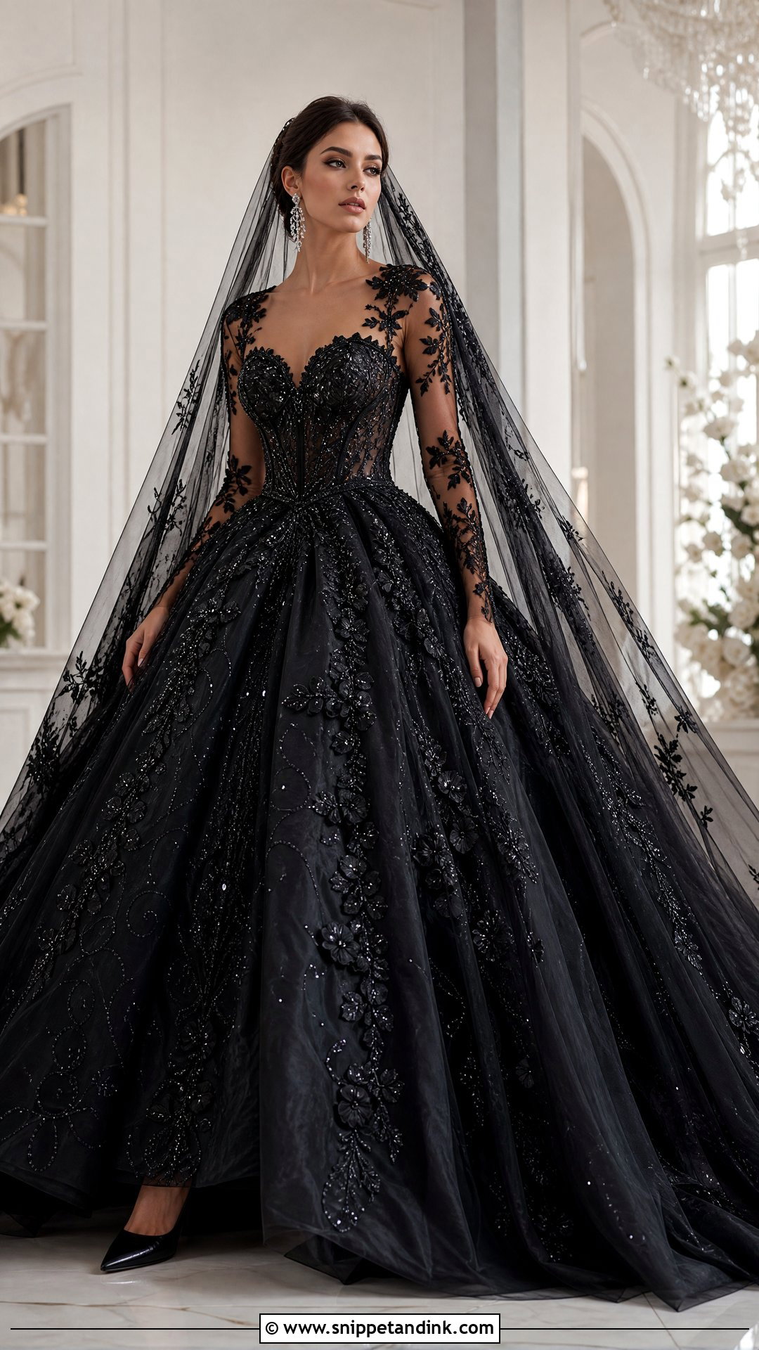 Black Jeweled Wedding Dress - Snippet and Ink - 20 Jeweled Wedding Dress Ideas
