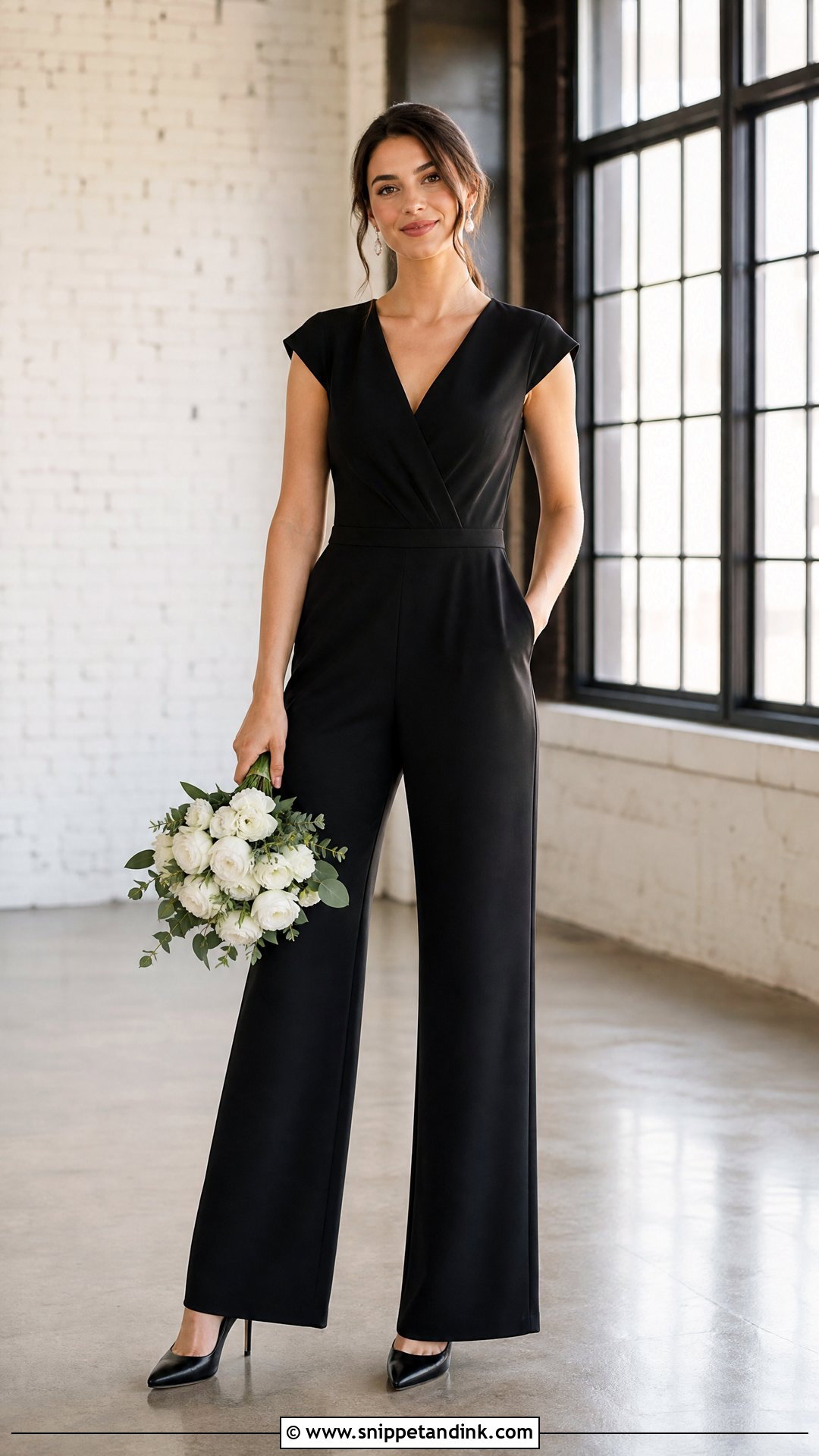 Black Jumpsuit Bridal Party Outfit - Snippet and Ink - 25 Black Bridal Party Ideas
