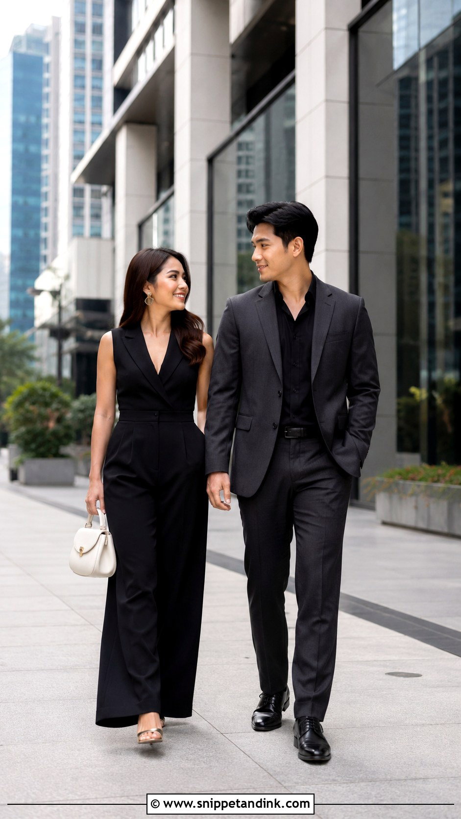 Black Jumpsuit City Prenup Outfit - Snippet and Ink - 20 Prenup Ideas Outfits