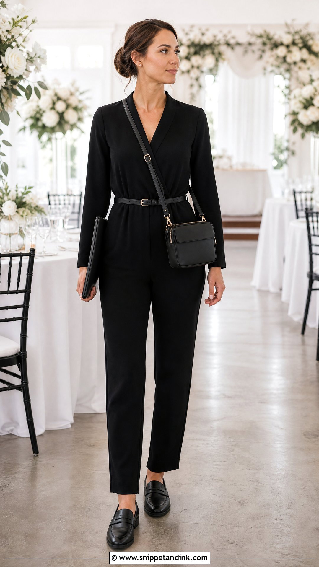 Black Jumpsuit Wedding Vendor Outfit - Snippet and Ink - 20 Wedding Vendor Outfit Ideas