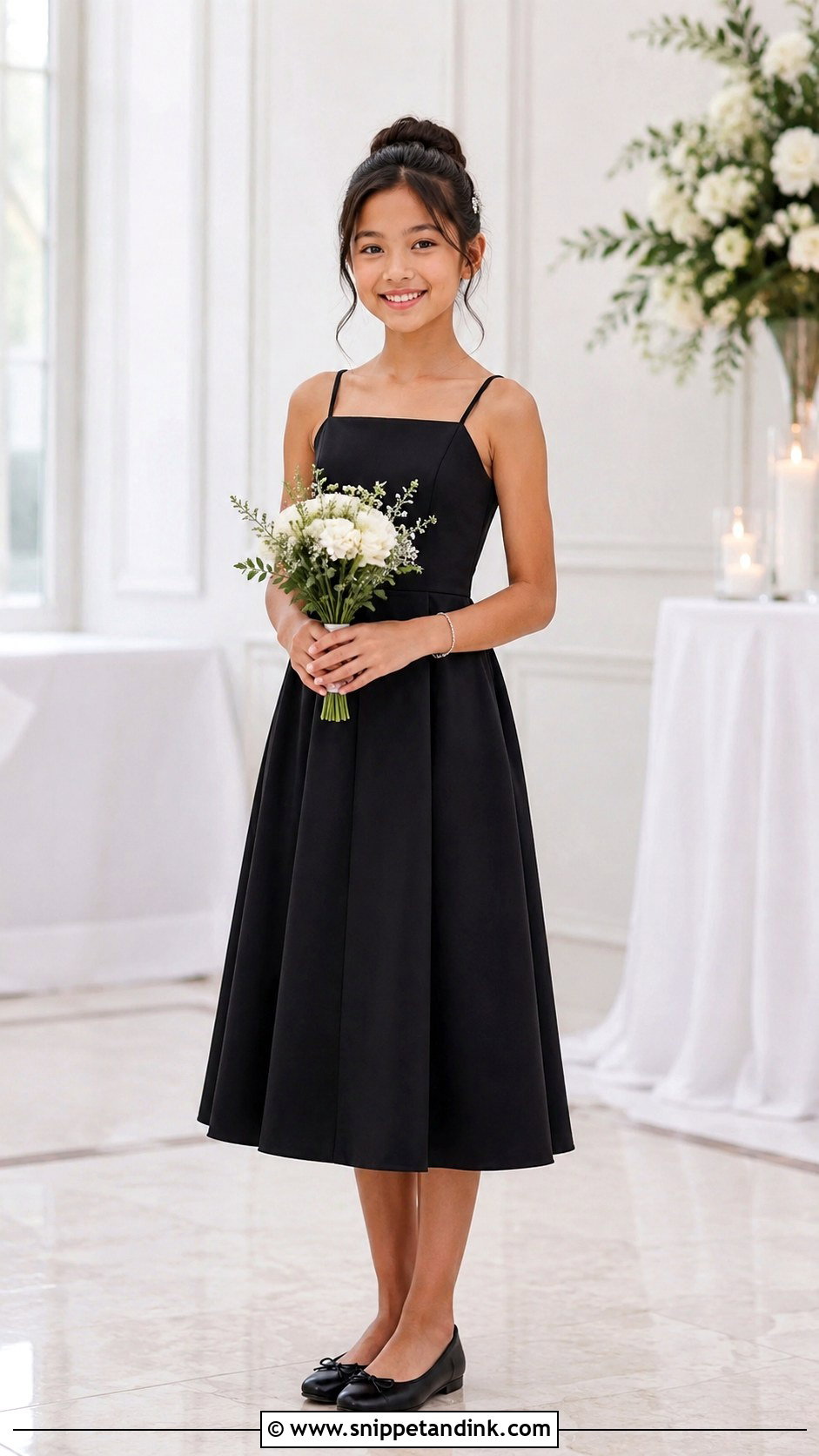 Black Junior Bridesmaid Dress Outfit - Snippet and Ink - 25 All Black Wedding Party Attire Ideas