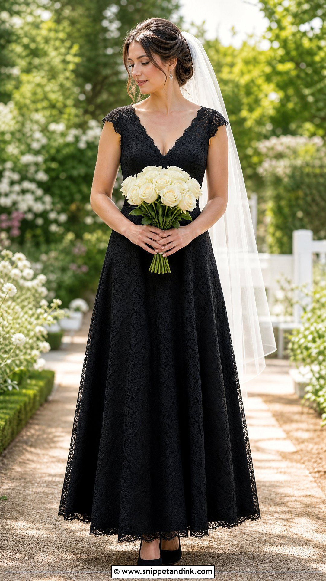 Black Lace A Line Wedding Dress - Snippet and Ink - 25 Simple Black Wedding Dress Ideas