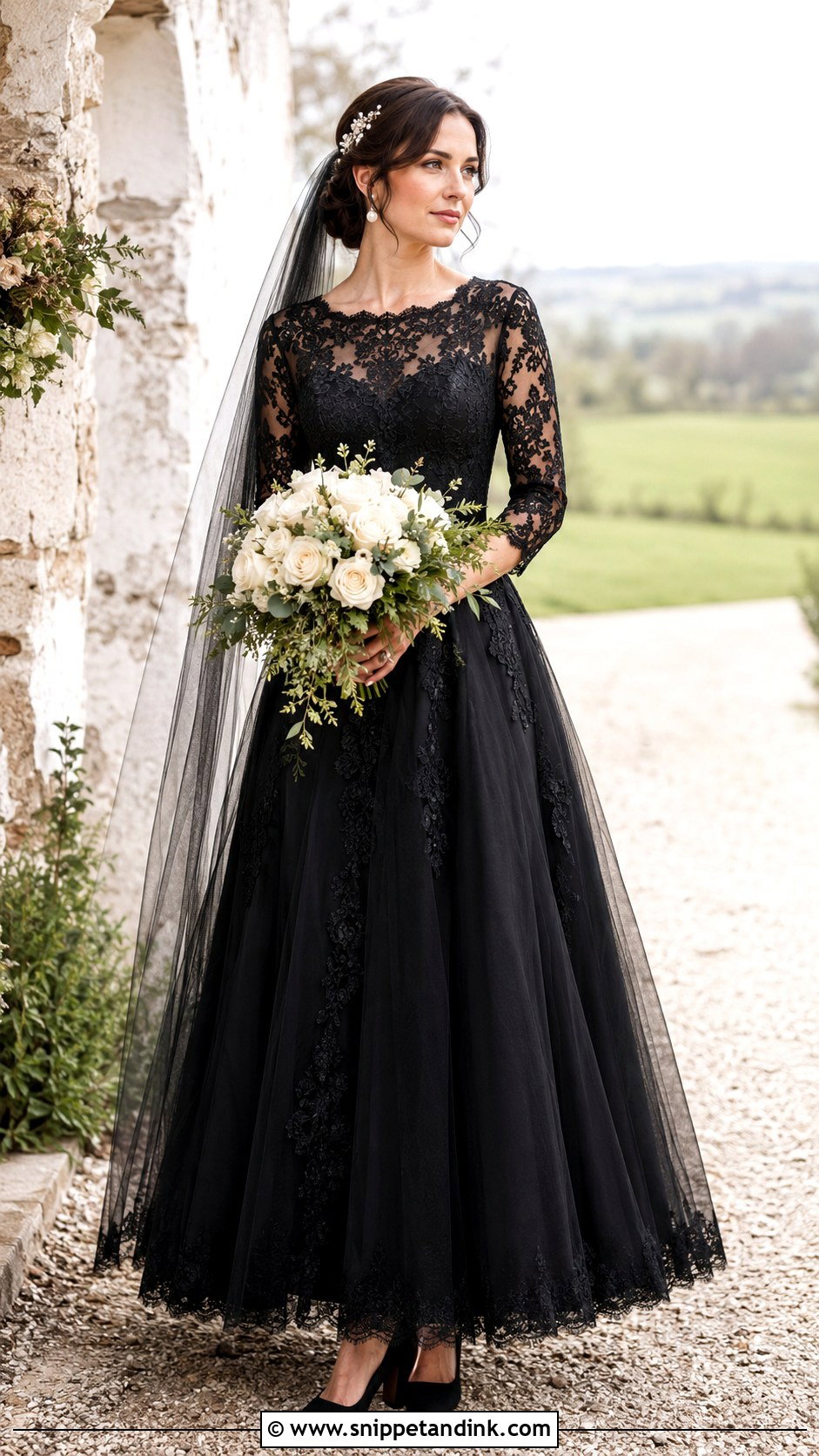 Black Lace A Line Wedding Dress - Snippet and Ink - 20 Elegant Black Lace Wedding Dress Ideas