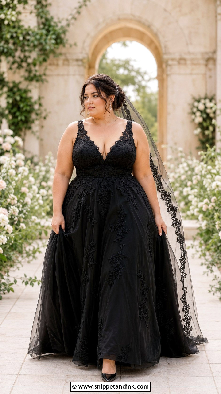 Black Lace A Line Wedding Gown - Snippet and Ink - 20 Black Lace Wedding Gowns