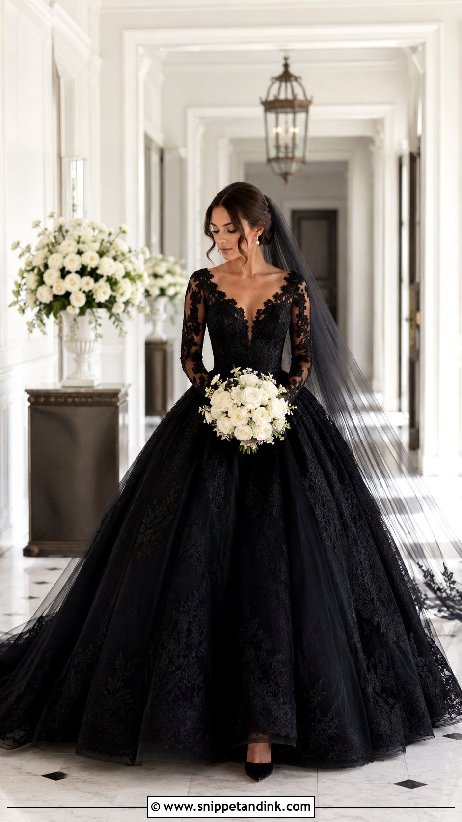 Black Lace Ball Gown Bridal Dress - Snippet and Ink - 30 Black Bridal Dresses