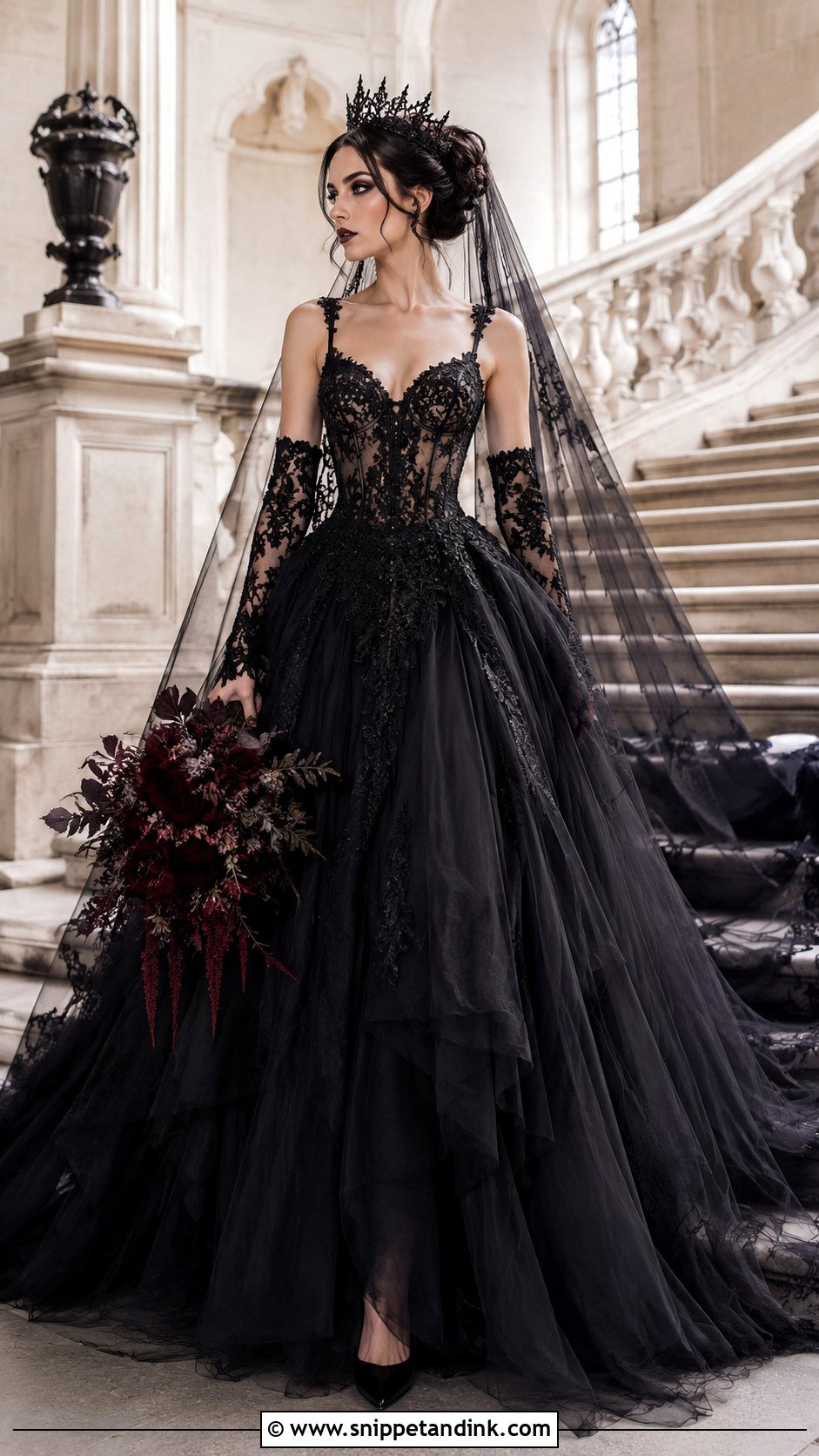Black Lace Ball Gown Wedding Dress - Snippet and Ink - 20 Dark Fantasy Wedding Dress Ideas
