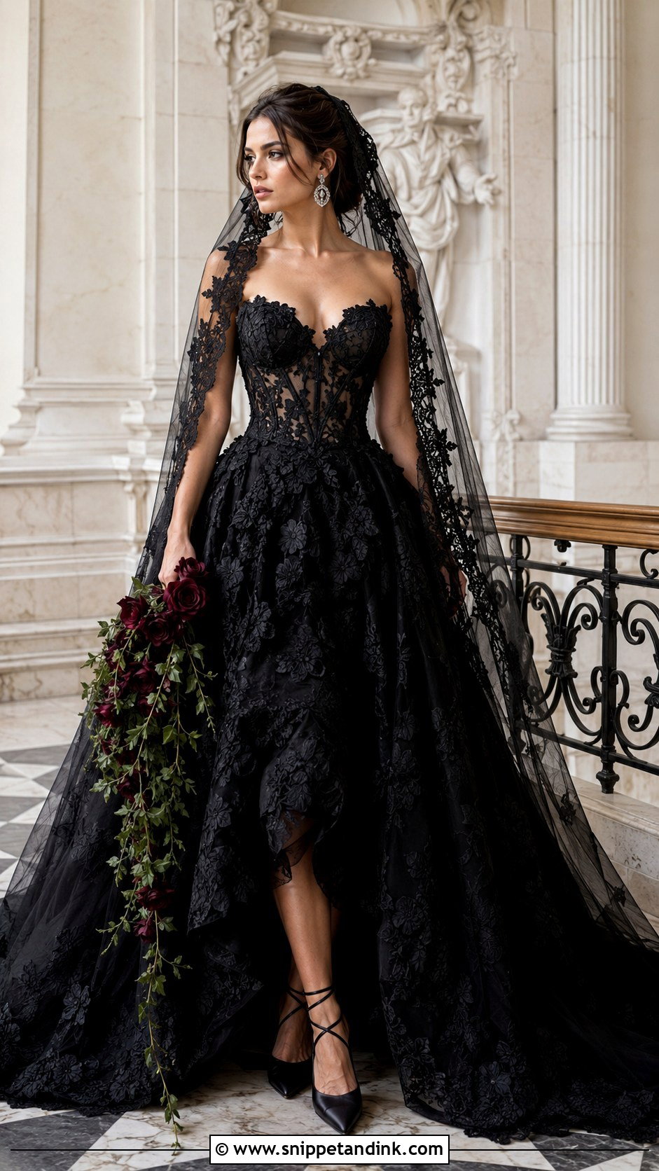 Black Lace Ball Gown Wedding Dress - Snippet and Ink - 20 Moody Wedding Dress Ideas
