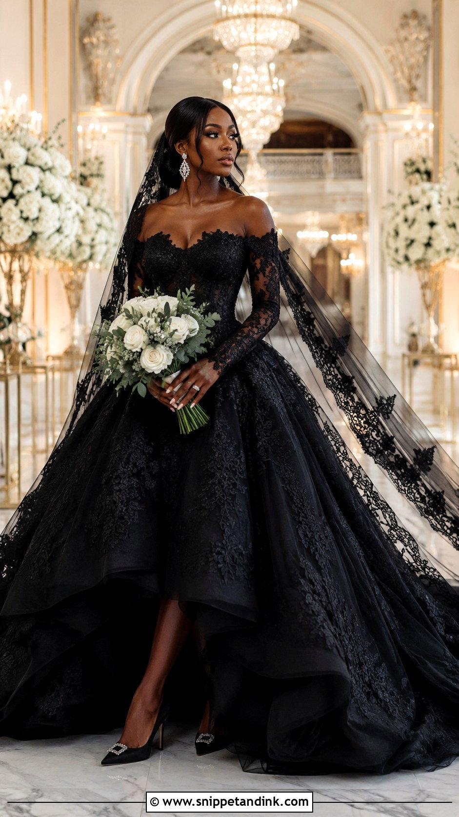 Black Lace Ball Gown Wedding Dress - Snippet and Ink - 20 Black Bride Dress Ideas