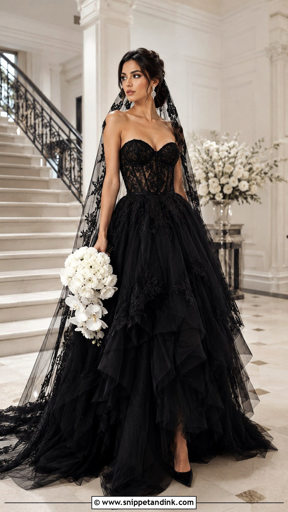 Black Lace Ball Gown Wedding Dress - Snippet and Ink - 20 Black Lace Wedding Dresses