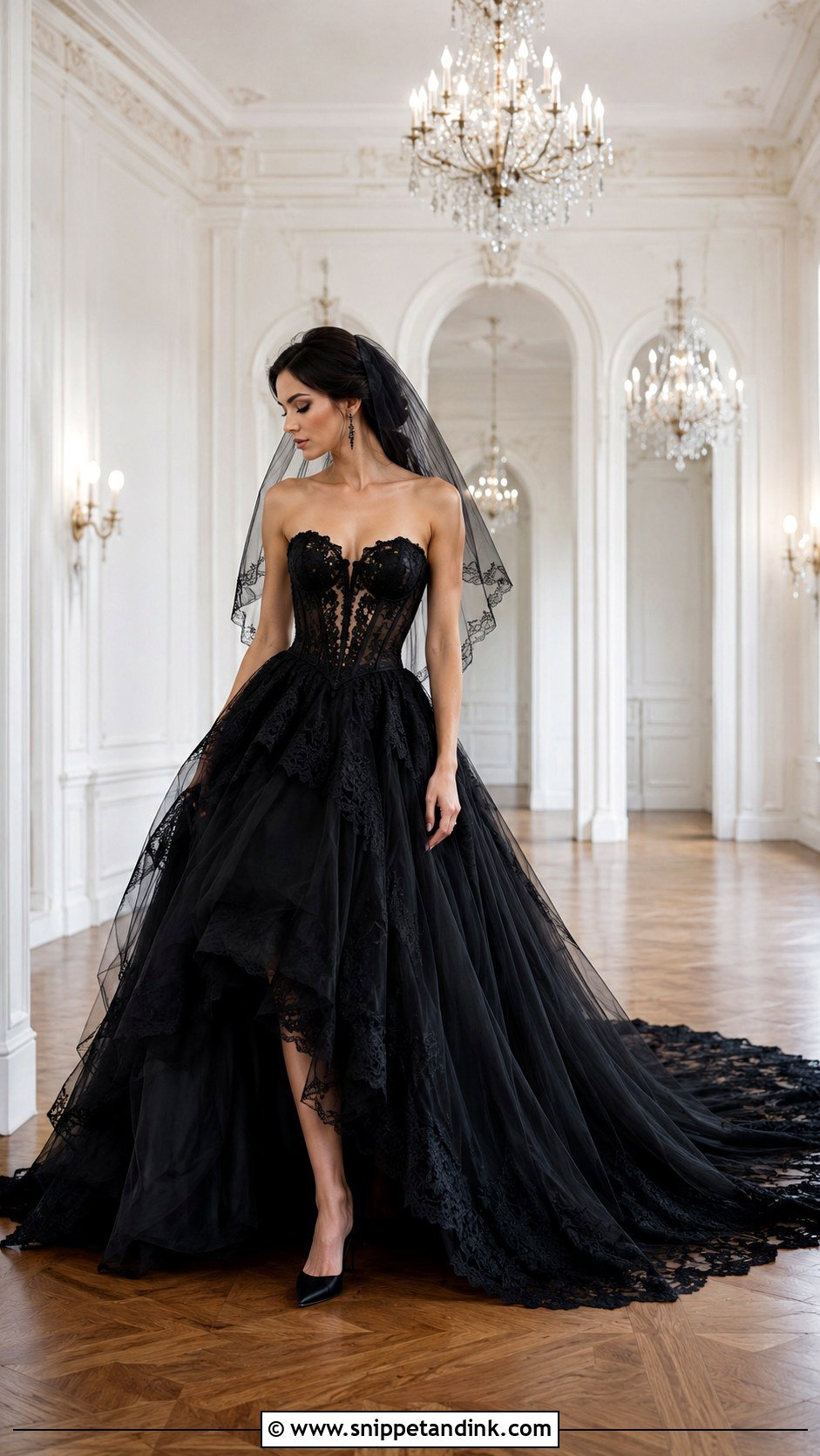 Black Lace Ball Gown Wedding Dress - Snippet and Ink - 20 Black Lace Wedding Gowns