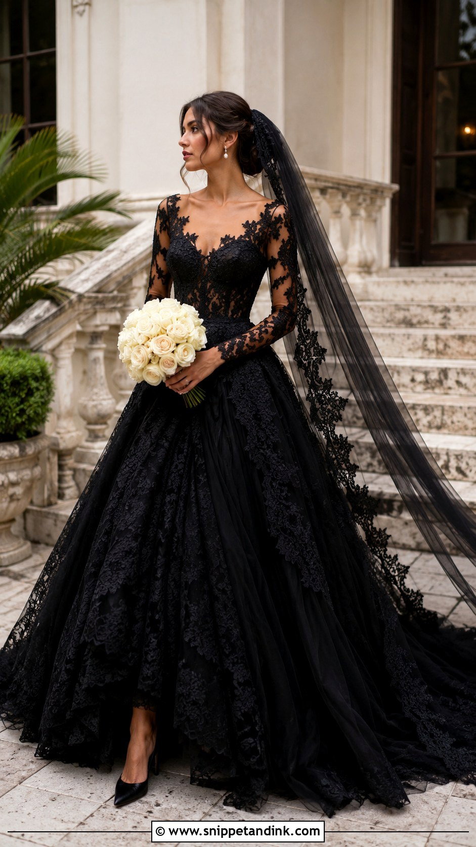 Black Lace Ball Gown Wedding Dress - Snippet and Ink - 20 Black Wedding Dress Wedding Ideas